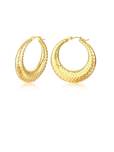 Stainless Steel With Gold Plated Simplistic Hollow Wave Point Round Hoop Earrings