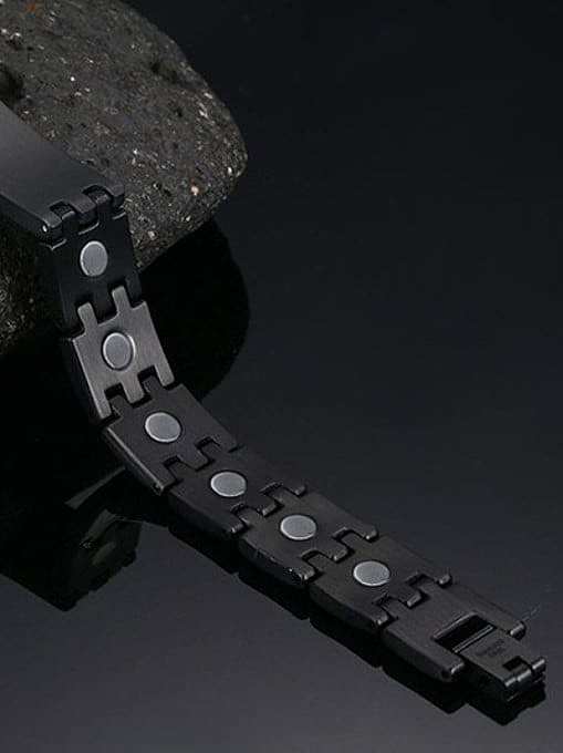 Personality Black Gun Plated Magnets Titanium Bracelet