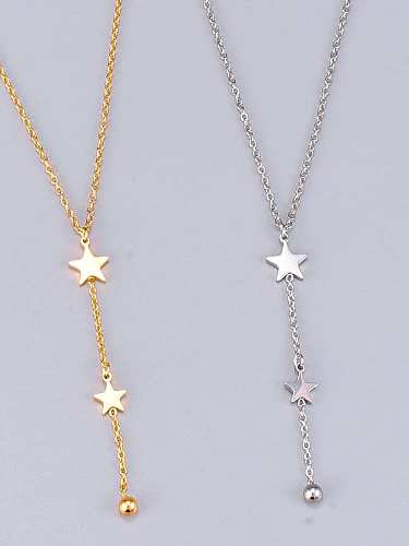 Titanium Star Minimalist Tassel Lariat Necklace
