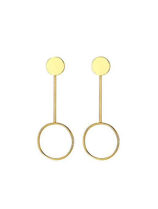 Temperament Round Shaped Gold Plated Titanium Drop Earrings