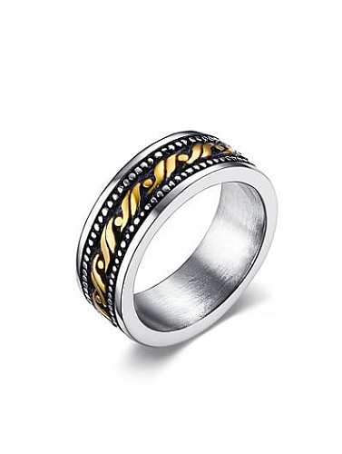 Fashion Double Color Design Geometric Shaped Titanium Ring