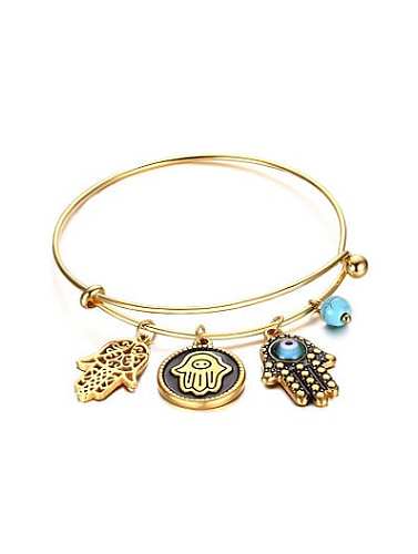 Exquisite Palm Shaped Gold Plated Turquoise Bangle