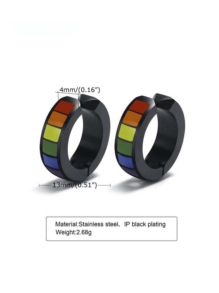 Stainless steel Multi Color Enamel Geometric Minimalist Earring (Single-Only One)