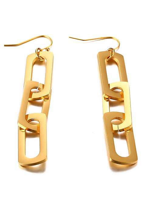 Boucles d'oreilles pendantes élégantes en titane de forme carrée plaqué or