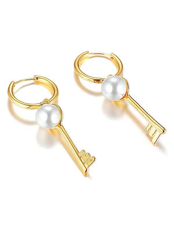 Stainless Steel With Gold Plated Simplistic Key Clip On Earrings