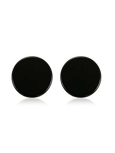 Fashionable Black Gun Plated Round Shaped Titanium Stud Earrings