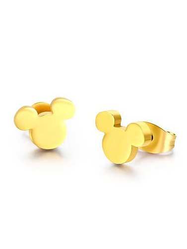 Boucles d'oreilles en titane en forme de Mickey Mouse plaqué or mignon