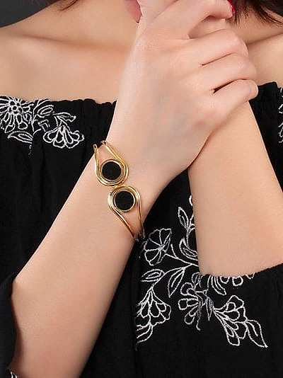 Bracelet de colle en forme géométrique plaqué or exquis