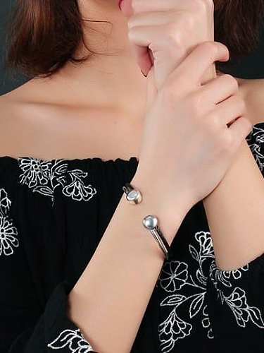 Personality Open Design Black Gun Plated Stainless Steel Bangle