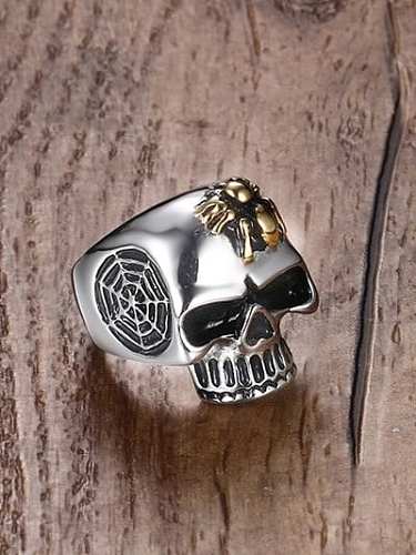 Fashionable Double Color Design Skull Shaped Titanium Ring