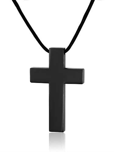 Collier Religieux Minimaliste Croix Acier Titane