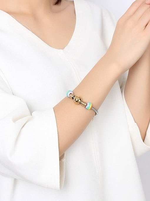 Exquisite Gold Plated Colorful Beads Titanium Bracelet