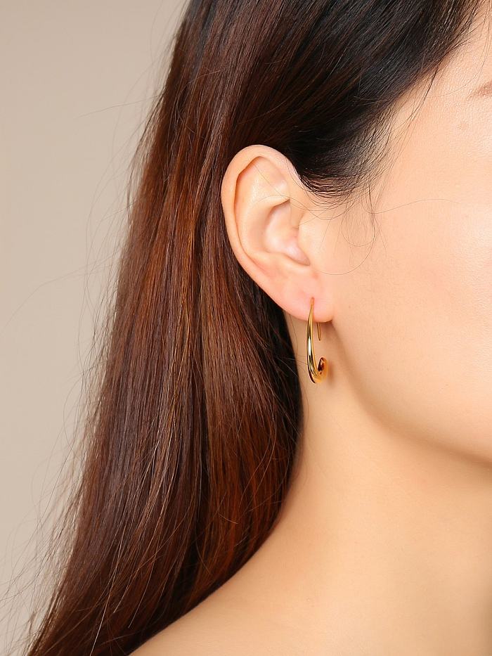 Boucles d'oreilles en acier inoxydable avec crochet simpliste irrégulier plaqué or