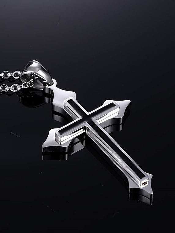 Collar religioso minimalista con cruz de acero de titanio