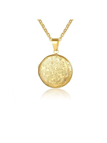 Stainless Steel With Gold Plated Simplistic Round Pattern Necklaces