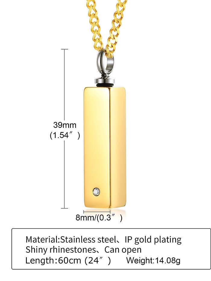 Titanium Steel White Minimalist Rectangle Pendant