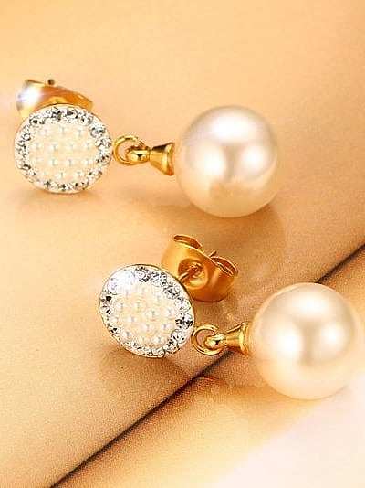 Boucles d'oreilles pendantes élégantes en forme de perle artificielle en titane