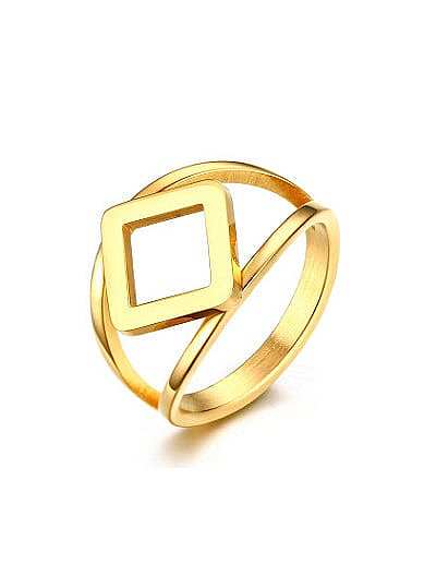 Trendy Gold Plated Geometric Shaped Titanium Ring