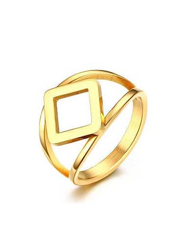 عصري مطلي بالذهب خاتم التيتانيوم على شكل هندسي