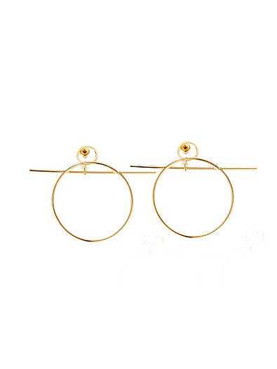 All-match Gold Plated Round Shaped Titanium Drop Earrings