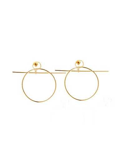 All-match Gold Plated Round Shaped Titanium Drop Earrings