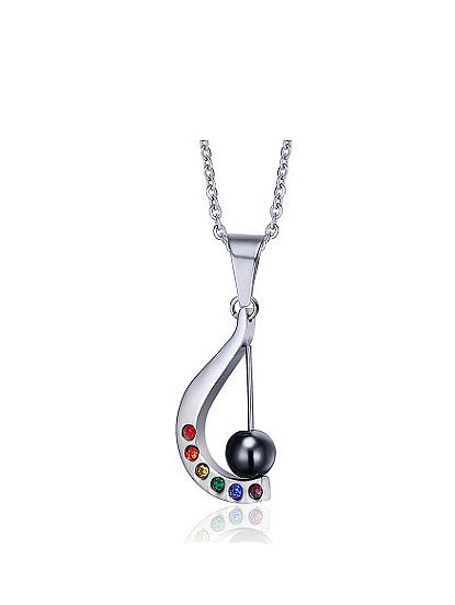 Colorful Harp Shaped Stainless Steel Rhinestone Pendant