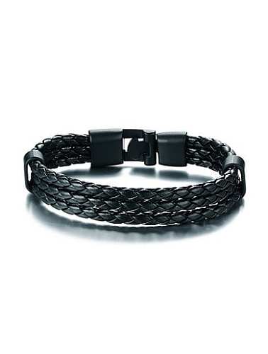 Personality Three Layer Design Artificial Leather Bracelet