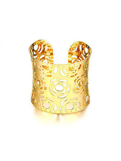 Bracelet de luxe en forme de fleur creuse plaqué or
