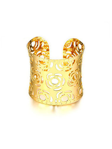 Luxury Gold Plated Hollow Flower Shaped Bangle