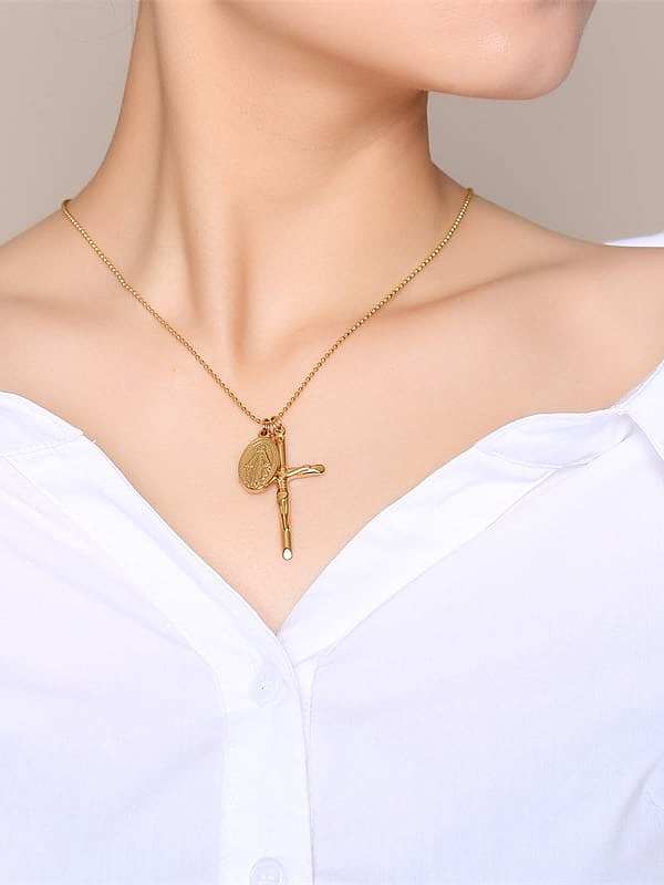 Stainless Steel With Gold Plated Vintage Cross Necklaces