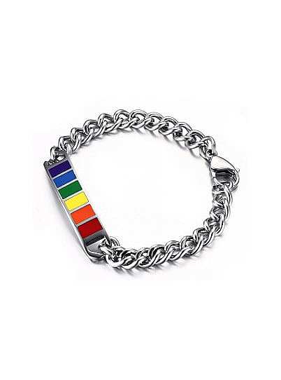 Fashionable Multi-color Geometric Shaped Enamel Titanium Bracelet