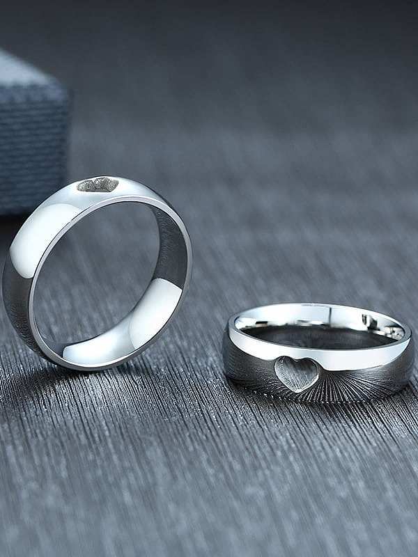 Stainless Steel With Platinum Plated Simplistic Heart Band Rings