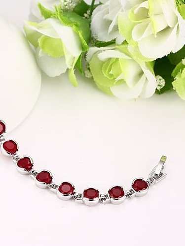 All-match Red Round Shaped AAA Zircon Copper Bracelet