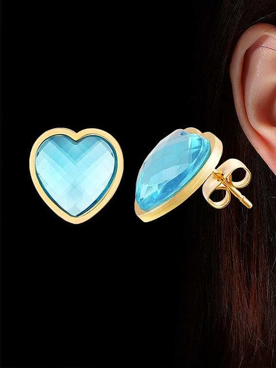 Stainless steel Glass Stone Heart Minimalist Stud Earring
