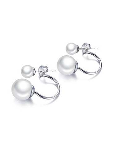 Frauen-elegante künstliche Perlen-Titan-Tropfen-Ohrringe
