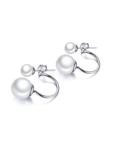Boucles d'oreilles élégantes en titane avec perles artificielles pour femmes