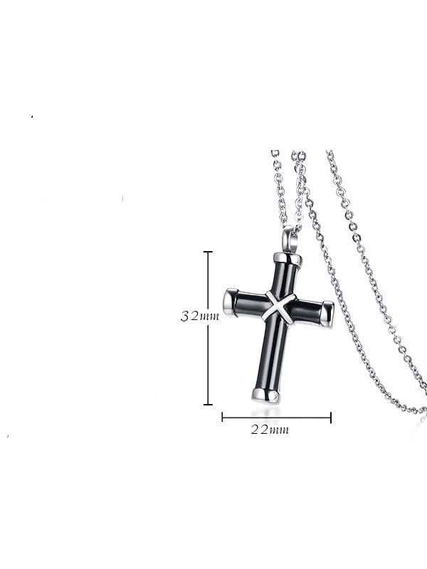 Titan Stahl Kreuz Vintage Anhänger Perlenkette Halskette