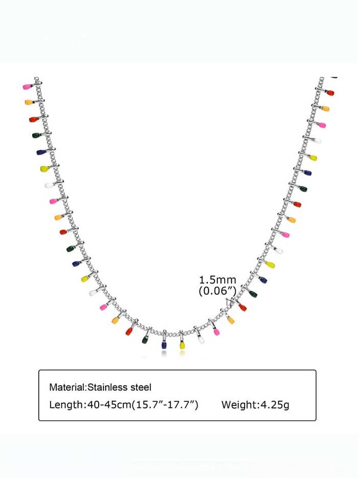 Geometrische Hip-Hop-Halskette aus Edelstahl mit Emaille