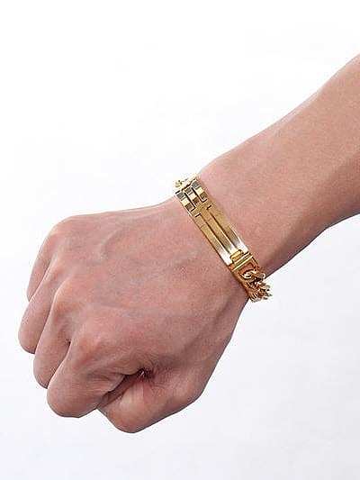 Luxury Gold Plated High Polished Geometric Titanium Bracelet