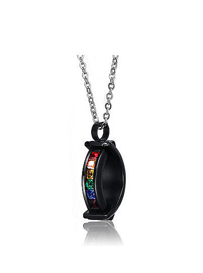 Colorful Black Gun Plated Geometric Rhinestone Pendant