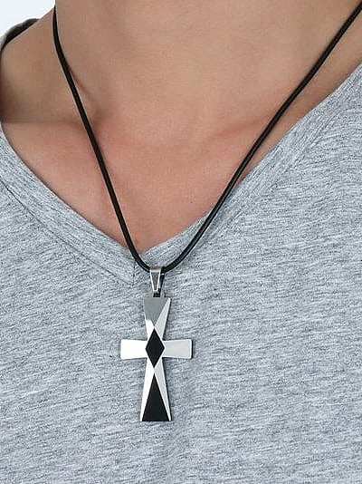 Modische kreuzförmige Kunstleder-Titan-Halskette