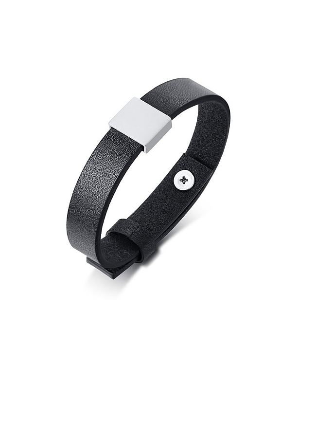 Titanium Leather Geometric Minimalist Bracelets