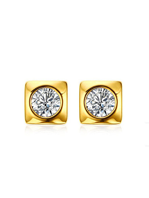 Fashionable Gold Plated Square Shaped Rhinestone Stud Earrings