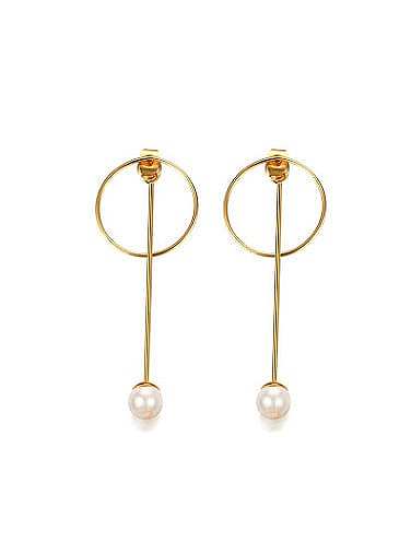 Elegant Round Shaped Artificial Pearl Drop Earrings