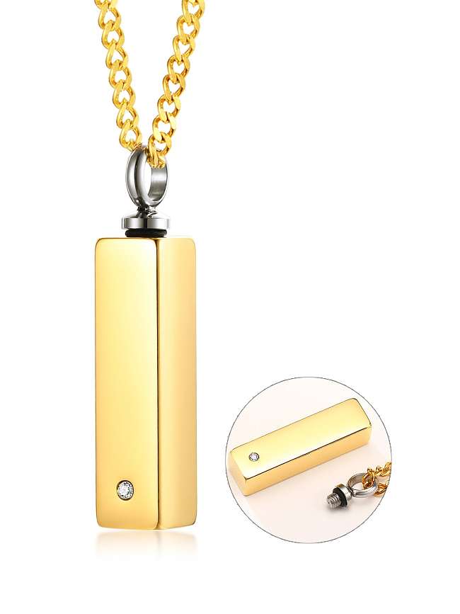 Titanium Steel White Minimalist Rectangle Pendant