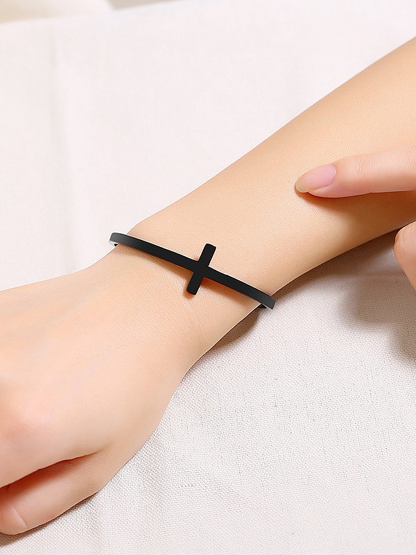 Stainless Steel With Gun Plated Simplistic Cross Bracelets