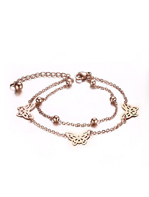 Elegant Rose Gold Plated Butterfly Shaped Titanium Bracelet