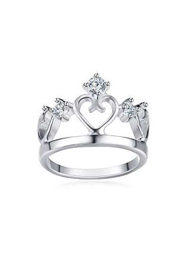Elegante anel de titânio com zircônia AAA em forma de coroa
