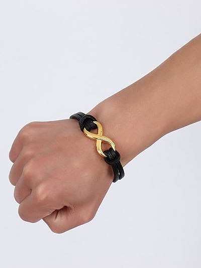 Bracelet en titane en cuir artificiel en forme de numéro huit