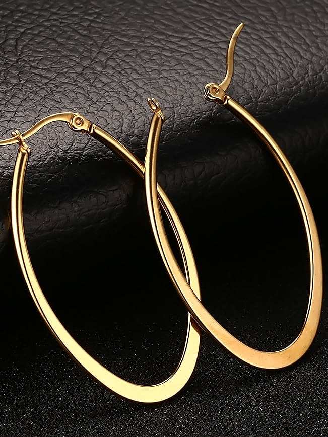Fashionable Gold Plated Letter U Shaped Titanium Drop Earrings